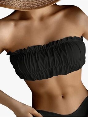 Apt. 9 Black Ruched Bandeau Bikini Top & Swim Skirt SZ 12